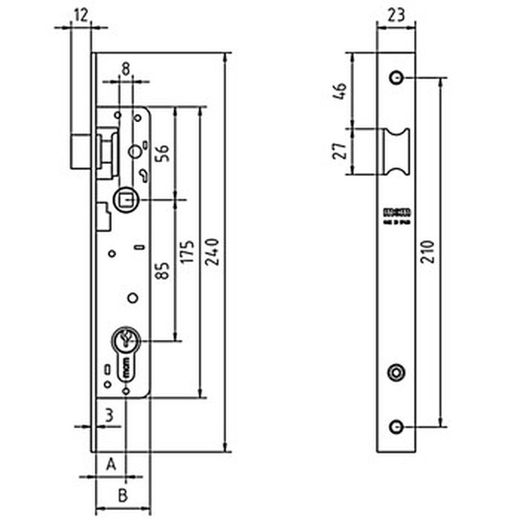 Serrure à mortaiser sans cylindre mcm 1553