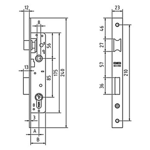 Serrure à mortaiser sans cylindre mcm 1650