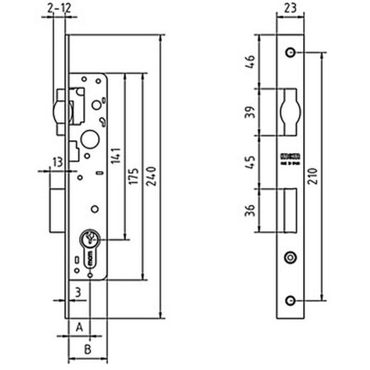 Cerradura embutir sin cilindro mcm 1651