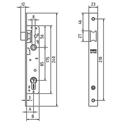 Serrure à mortaiser sans cylindre mcm 1653