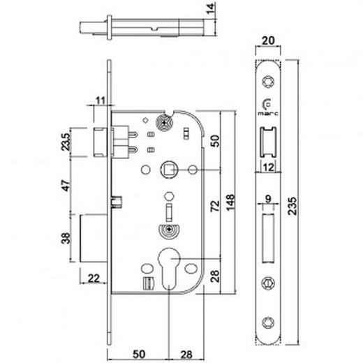 Cerradura para puertas de chapa