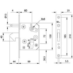 Serrure de porte coulissante bec de perroquet