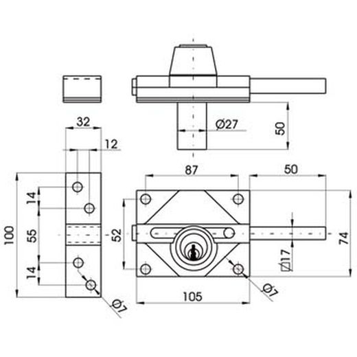 Pêne dormant Lynx 3932 ch
