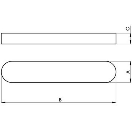 Clé de réglage DIN-6885 A, type haut, en acier (c45k).