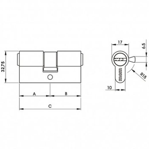 Cylindre de sécurité à double embrayage avec anti-bumping mcm mod. Bpsden (15 mm)