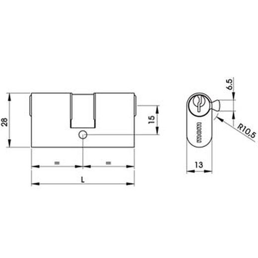 Cylindre nickelé profil ovale mcm mod. OVNI (10,5 mm)