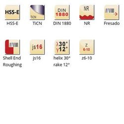 D422 - Fraises Dormer HSS-E TiCN avec trou d'ébauche DIN 1880 DIN 1880