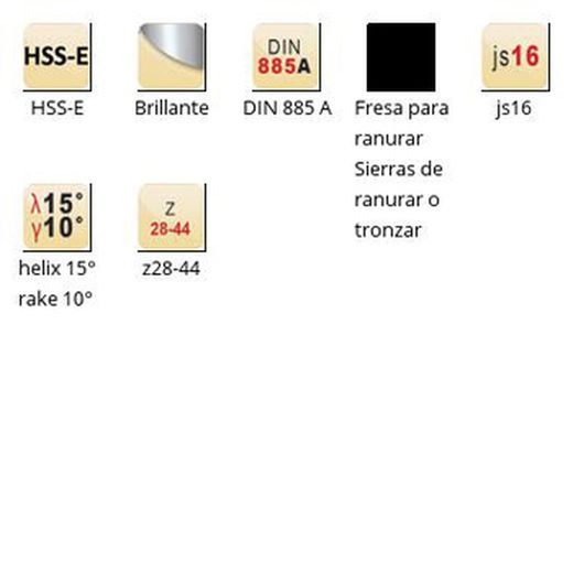 D763 - Fraise à rainurer Dormer HSS-E brillante Fraise à rainurer DIN 885 A DIN 885 A