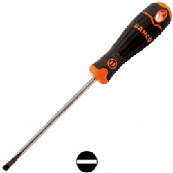 Tournevis plat droit Bahcofit avec manche en caoutchouc réf. B191