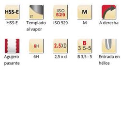E001 - Tarauds machine Dormer HSS-E trempés à la vapeur Entrée hélicoïdale Entrée hélicoïdale ISO 529