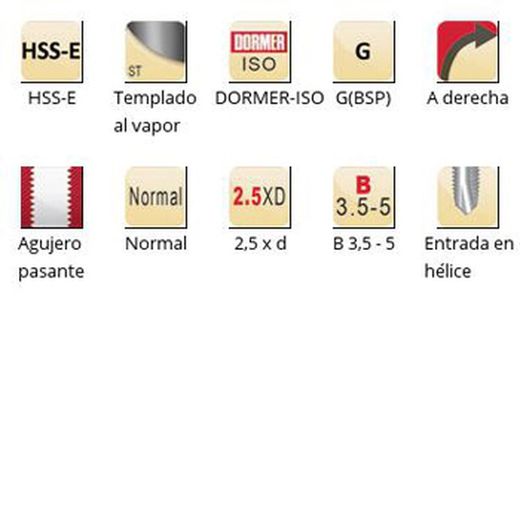 E041 - dormer hss-e templado al vapor g(bsp)  g(bsp) machos de máquina entrada en hélice entrada en hélice dormer-iso