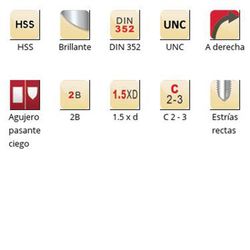 E108 - Tarauds à main Dormer HSS brillant UNC UNC à goujures droites DIN 352