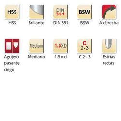 E115 - Tarauds à main Dormer HSS brillant BSW BSW, goujures droites DIN 351