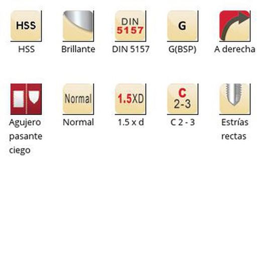 E119 - Tarauds à main droits Dormer HSS brillant G(bsp) G(bsp) DIN 5157