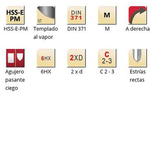 E201 - Taraud machine droit Dormer HSS-E-PM, trempé à la vapeur, Shark M (bague blanche), cannelures droites DIN 371