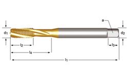 E212 - Tarauds machine Dormer HSS-E Tin M, cannelures hélicoïdales 15°, DIN 371