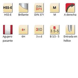 E216 - Tarauds machine Dormer HSS-E brillant M, denture alternée, pas hélicoïdal, pas hélicoïdal DIN 371