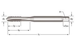 E216 - Tarauds machine Dormer HSS-E brillant M, denture alternée, pas hélicoïdal, pas hélicoïdal DIN 371
