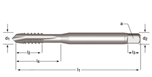 E216 - dormer hss-e brillante m  m machos de máquina, dientes alternos entrada en hélice entrada en hélice din 371