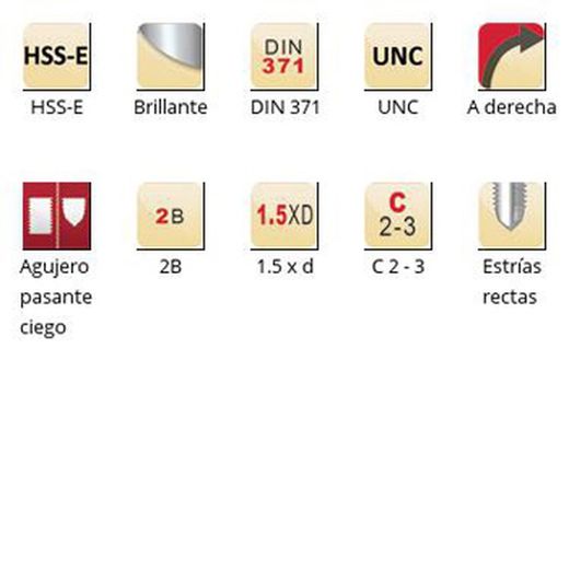 E225 - Tarauds machine Dormer HSS-E brillant UNC UNC Flûtes droites Flûtes droites DIN 371