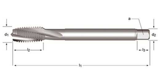 E258 - dormer hss-e brillante m  m machos de máquina estrías helicoidales a 15° estrías helicoidales a 15° din 376