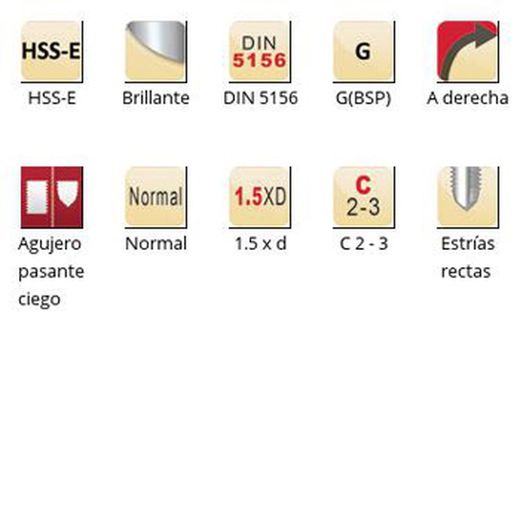 E282 - Tarauds machine Dormer HSS-E Brillant G(BSP) G(BSP) Flûtes droites Flûtes droites DIN 5156