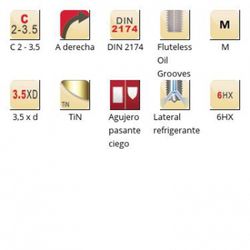 E289 - m Gewindebohrer mit Rollen, mit Schmiernuten und Innenkühlung