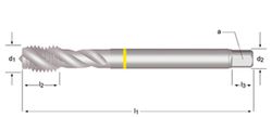E300 - Taraud machine hélicoïdal Dormer HSS-E-PM chromé Shark MF MF 40° Shark (bague jaune) Cannelures hélicoïdales 40° DIN 374