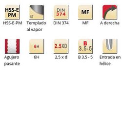 E384 - dormer hss-e-pm templado al vapor shark mf  mf macho de máquina con entrada en hélice shark (anillo azul) entrada en hélice din 374