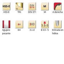E422 - Tarauds machine Dormer HSS-E étain M, denture alternée, pas hélicoïdal, pas hélicoïdal DIN 371