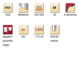 E500 - Tarauds machine Dormer HSS Bright M, goujures droites, goujures droites, ISO 529