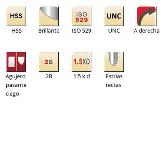 E515 - Tarauds machine Dormer HSS brillant UNC UNC Flûtes droites Flûtes droites ISO 529