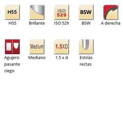 E531 - Tarauds machine Dormer HSS brillant BSW BSW, cannelures droites, cannelures droites, ISO 529