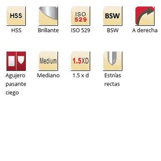 E531 - Tarauds machine Dormer HSS brillant BSW BSW, cannelures droites, cannelures droites, ISO 529