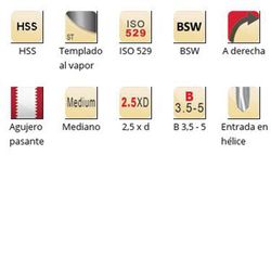 E534 - Tarauds machine Dormer HSS trempés à la vapeur BSW Entrée hélicoïdale Entrée hélicoïdale ISO 529