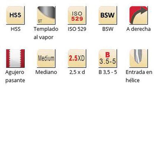 E534 - Tarauds machine Dormer HSS trempés à la vapeur BSW Entrée hélicoïdale Entrée hélicoïdale ISO 529