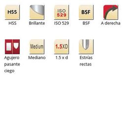 E536 - dormer hss brillante bsf  bsf machos de máquina estrías rectas estrías rectas iso 529