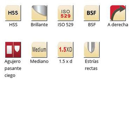 E536 - dormer hss brillante bsf  bsf machos de máquina estrías rectas estrías rectas iso 529