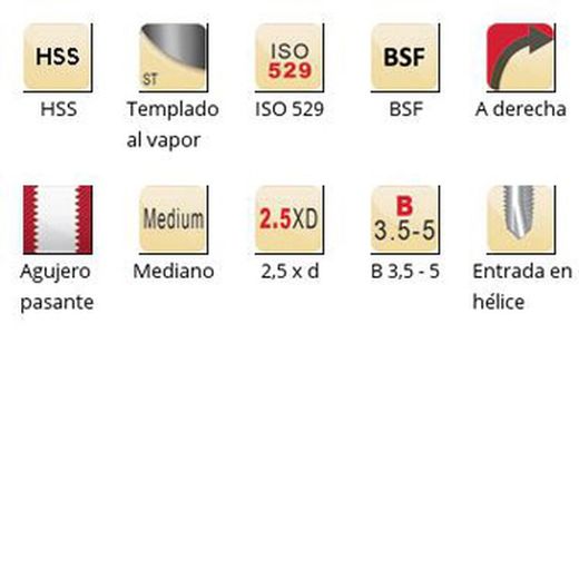 E539 - Tarauds machine Dormer HSS trempés à la vapeur BSF BSF Entrée hélicoïdale Entrée hélicoïdale ISO 529
