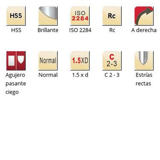 E550 - Tarauds machine Dormer HSS brillant RC, cannelures droites, cannelures droites, ISO 2284