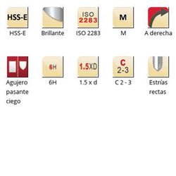 E600 - Tarauds machine Dormer HSS-E brillants M extra longs, cannelures droites, cannelures droites, ISO 2283