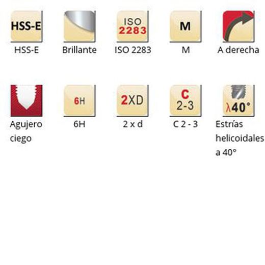 E605 - Tarauds machine Dormer HSS-E brillant M extra longs, goujures hélicoïdales à 40°, goujures hélicoïdales à 40°, ISO 2283