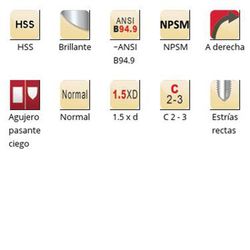 E708 - dormer hss brillante npsm  npsm machos de máquina estrías rectas estrías rectas ~ansi b94.9