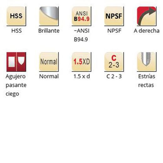 E709 - Tarauds machine Dormer HSS brillant NPSF NPSF Flûtes droites Flûtes droites ~ ANSI B94.9