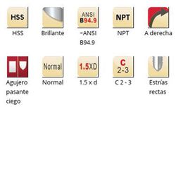 E710 - Tarauds machine Dormer HSS NPT brillants, cannelures droites, cannelures droites ~ ANSI B94.9