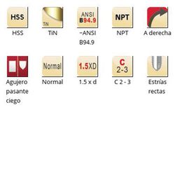 E721 - Tarauds machine Dormer HSS Tin NPT Flûtes droites Flûtes droites ~ ANSI B94.9