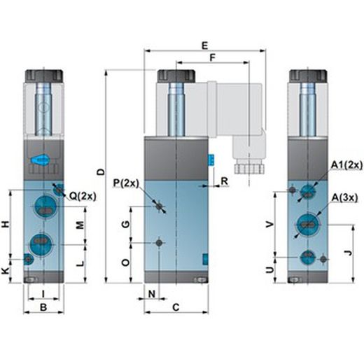 Electrovanne monostable 5/2 mod. Ef52m