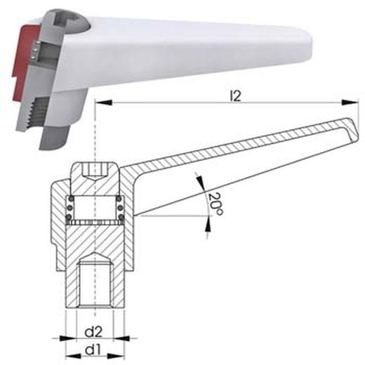 Poignée aveugle réglable réf. 3797 k