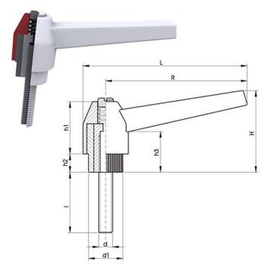 Manche réglable avec soie réf. 4752 e