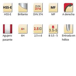 EP10 - Tarauds machine Dormer HSS-E brillants MF, entrée hélicoïdale, entrée hélicoïdale DIN 374